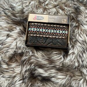 Justin Boots Women's Brown Leather Wallet with Multicolor Pattern